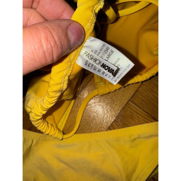 Fashion Nova Yellow See You Next Summer Bikini XL Sexy Beach Pool Swimsuit Y2K‎ - Picture 5 of 9
